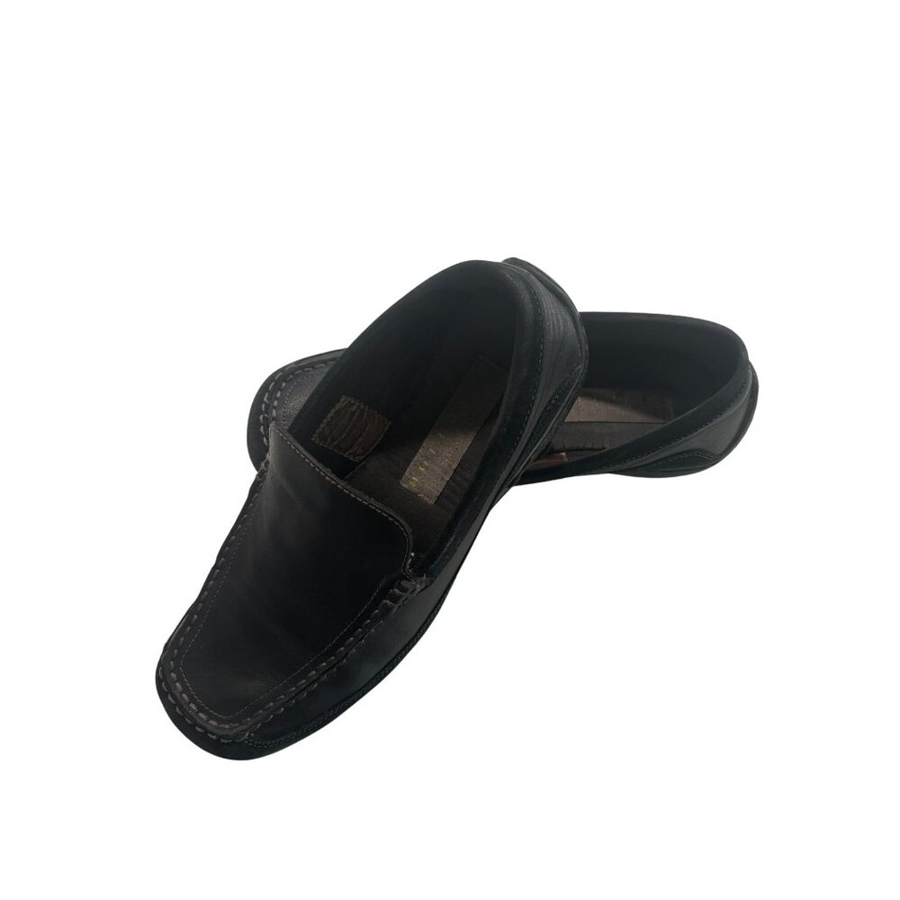 Black Kenneth Cole Reaction Leather Slip-On Loafers For Men